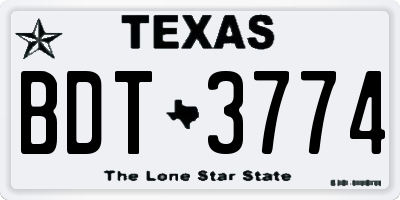TX license plate BDT3774