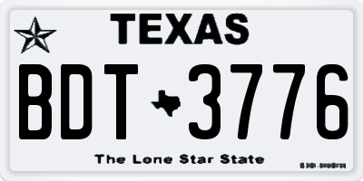 TX license plate BDT3776