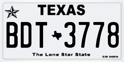 TX license plate BDT3778