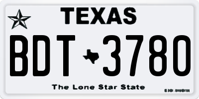TX license plate BDT3780
