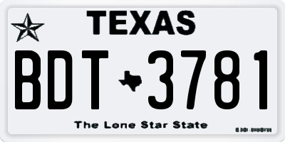 TX license plate BDT3781