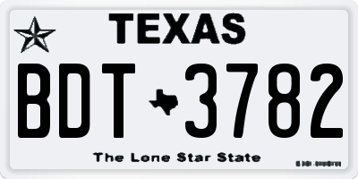 TX license plate BDT3782