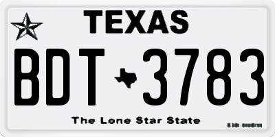 TX license plate BDT3783