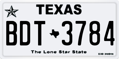 TX license plate BDT3784