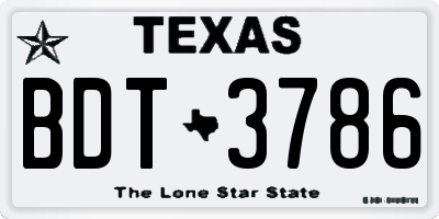 TX license plate BDT3786