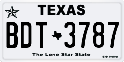 TX license plate BDT3787