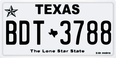 TX license plate BDT3788