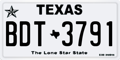 TX license plate BDT3791