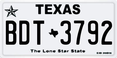 TX license plate BDT3792