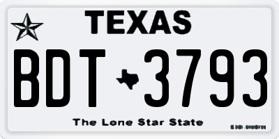 TX license plate BDT3793