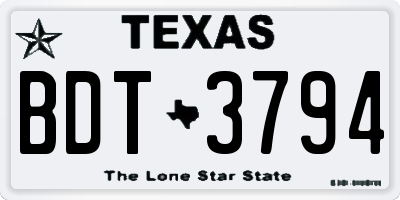 TX license plate BDT3794