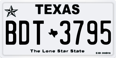 TX license plate BDT3795