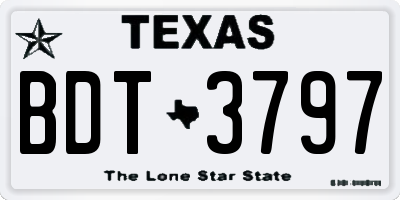 TX license plate BDT3797