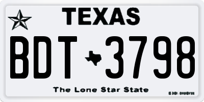 TX license plate BDT3798