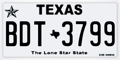 TX license plate BDT3799