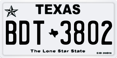 TX license plate BDT3802