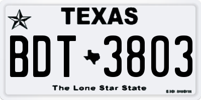 TX license plate BDT3803