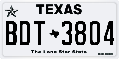 TX license plate BDT3804