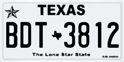 TX license plate BDT3812