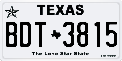 TX license plate BDT3815