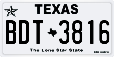 TX license plate BDT3816