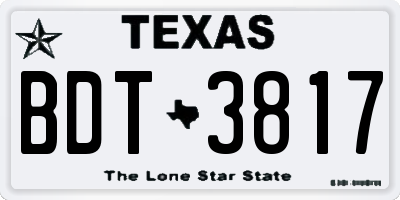 TX license plate BDT3817