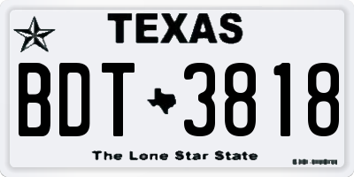 TX license plate BDT3818
