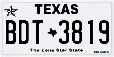 TX license plate BDT3819
