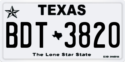 TX license plate BDT3820