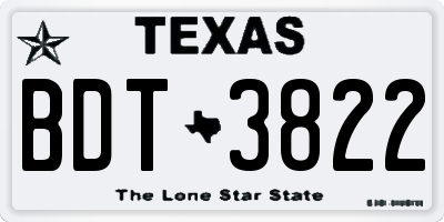 TX license plate BDT3822