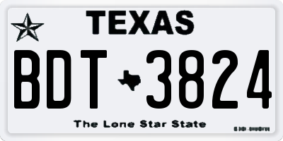 TX license plate BDT3824