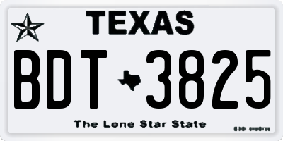 TX license plate BDT3825
