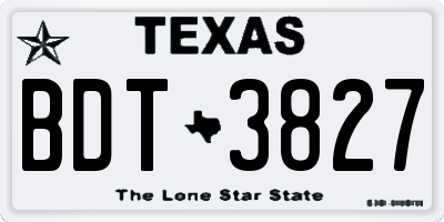 TX license plate BDT3827