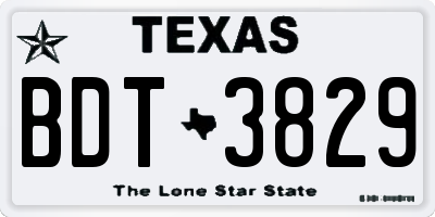TX license plate BDT3829