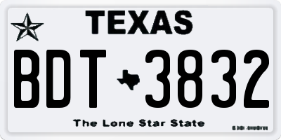 TX license plate BDT3832