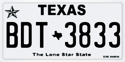 TX license plate BDT3833