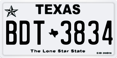 TX license plate BDT3834