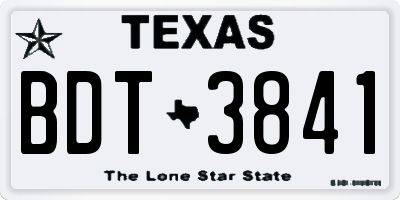 TX license plate BDT3841