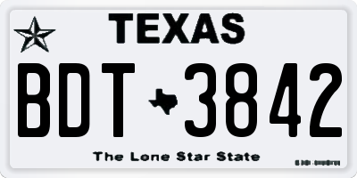 TX license plate BDT3842