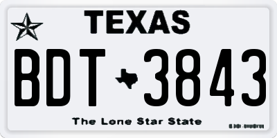 TX license plate BDT3843