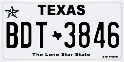 TX license plate BDT3846