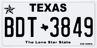 TX license plate BDT3849