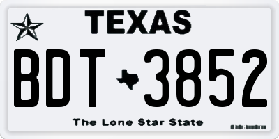 TX license plate BDT3852