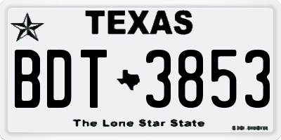 TX license plate BDT3853
