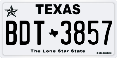 TX license plate BDT3857