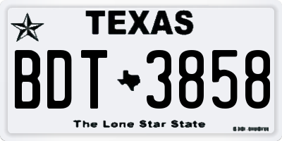 TX license plate BDT3858
