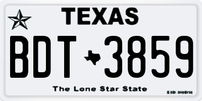 TX license plate BDT3859