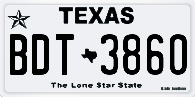 TX license plate BDT3860