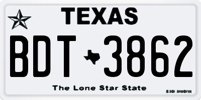 TX license plate BDT3862