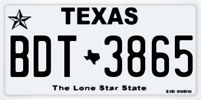 TX license plate BDT3865